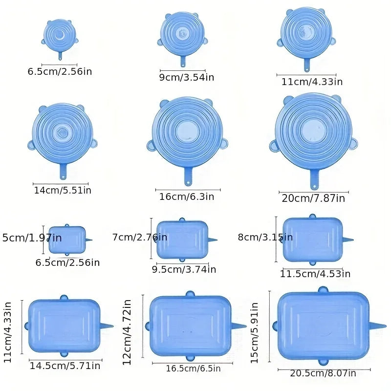 Reusable Silicone Stretch Lids - 6 Pack Food Storage Covers
